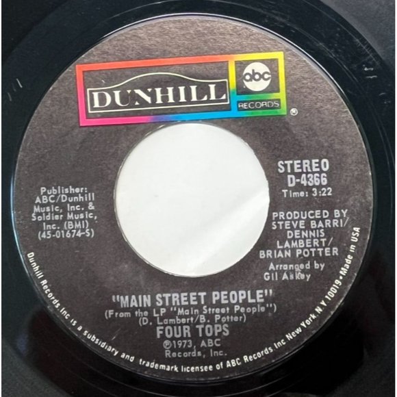 The Four Tops Sweet Understanding Love / Main Street People 45 Record Soul Funk - Picture 3 of 4